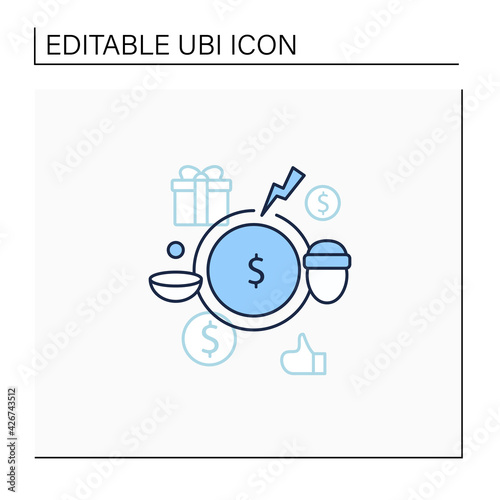 Breaking poverty cycle line icon. Unemployment benefit. State assistance.Universal basic income concept. Isolated vector illustration.Editable stroke