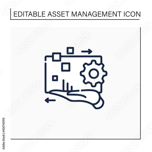 Digital asset management line icon. Electronic media content management. Digital accounts. Business concept. Isolated vector illustration.Editable stroke