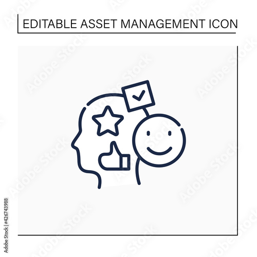 Accounting goodwill line icon. Intangible asset. Buyer acquires an existing business.Benevolence. Asset management concept. Isolated vector illustration.Editable stroke