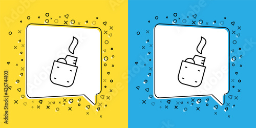 Set line Lighter icon isolated on yellow and blue background. Vector