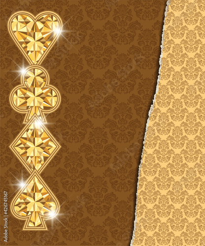 Banner with Poker golden cards , vector illustration	