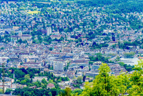 Zurich suburbs overlook from Uetliberg