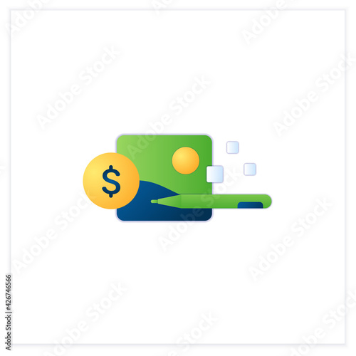 Popular work flat icon. Demanded digital art. Many buyers. Desirable work. Digitalization concept.3d vector illustration
