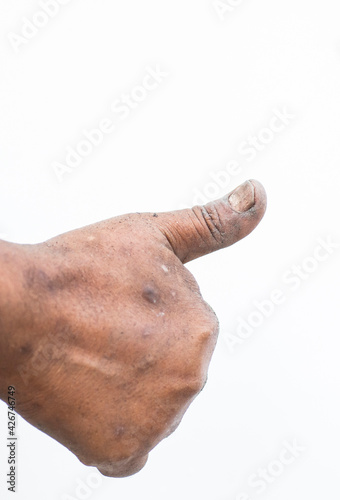 Dirty fingers showing signs of gesture