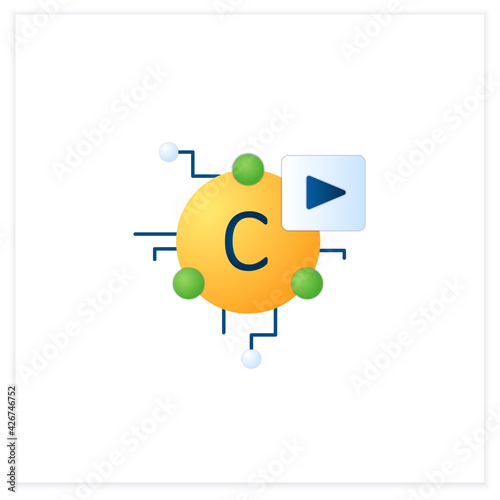 Cryptomedia flat icon. Digital medium graphics, audio.Video, plain text,hyperlinks.Universally accessible hypermedia.3d vector illustration