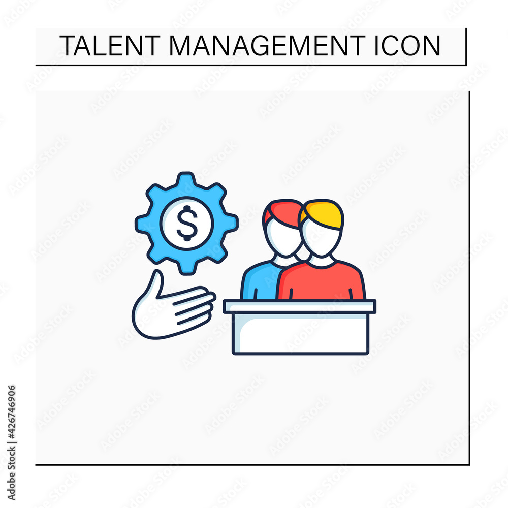 EVP color icon. Development employee value proposition. Benefits which employees receive. Rewards. Talent management concept. Isolated vector illustration EVP color icon. Development employee value proposition. Benefits which employees receive. Rewards. Talent management concept. Isolated vector illustration