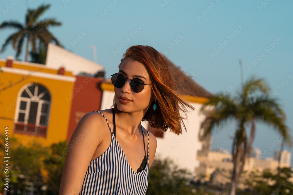 Woman visiting Cartagena, Colombia
