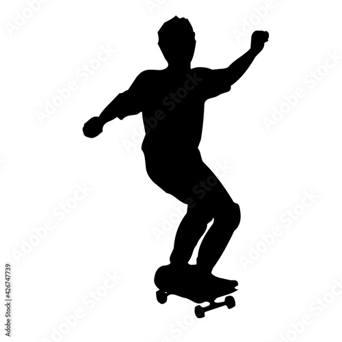 Silhouette of man skateboarding vector 