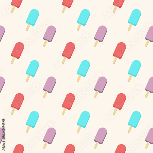 Vector ice creame seamless pattern. Colorful illustration background. Decorative print. Summer print.