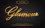 Gold text effect, 3d and glamour word with shinny glitter background.