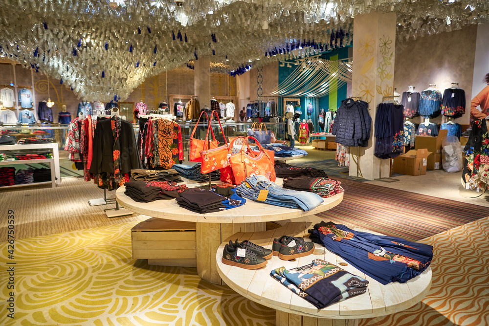 BERLIN, GERMANY - CIRCA SEPTEMBER, 2019: interior shot of a Desigual store  in Berlin. Stock Photo | Adobe Stock