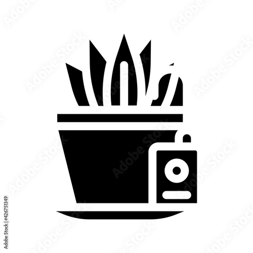 plant watering sensor glyph icon vector. plant watering sensor sign. isolated contour symbol black illustration photo