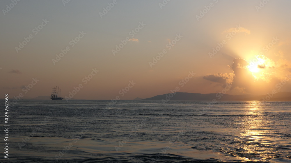 Fototapeta premium Sunset in komodo island in indonesia