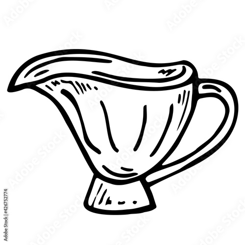 Creamer hand drawn vector doodle illustration. Cartoon utensil. Isolated on white background. Coffee time. Hand drawn simple element