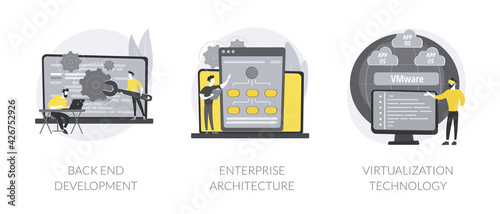 Enterprise software abstract concept vector illustrations.