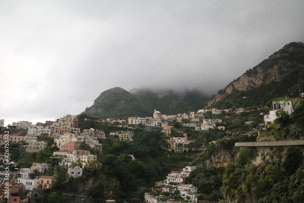 Rain and storm in Amalfi on the Mediterranean Sea, Italy