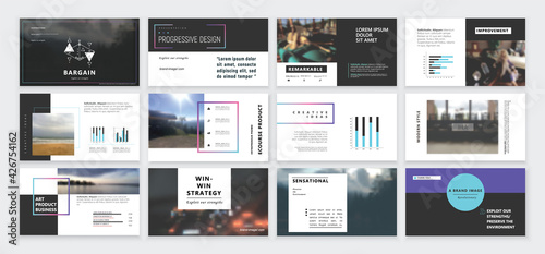 Original Presentation templates or corporate booklet.  Easy Use in creative flyer and style info banner, trendy strategy mockups.  Simple modern Slideshow or Startup. ppt. 
