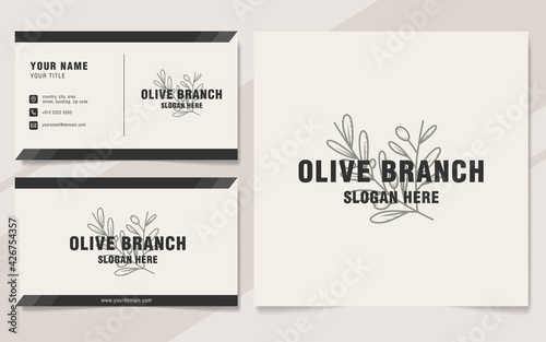 Vintage olive branch logo template monogram style