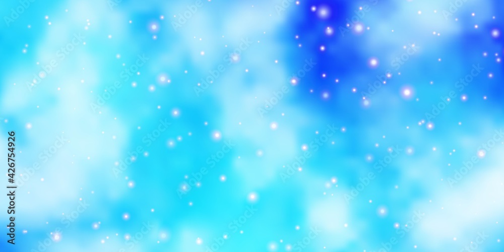 Fototapeta premium Light BLUE vector background with colorful stars.