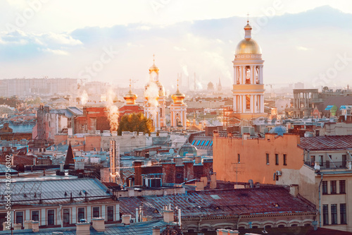 A wide panorama of Saint-Petersburg with Vladimirskiy cathedral  Russia