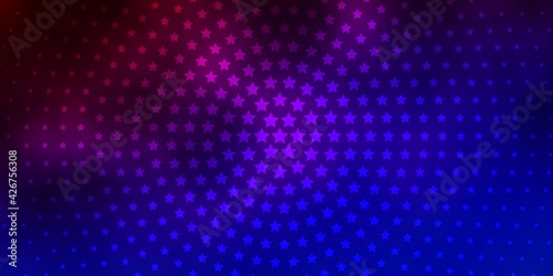 Dark Blue, Red vector background with small and big stars. © Guskova