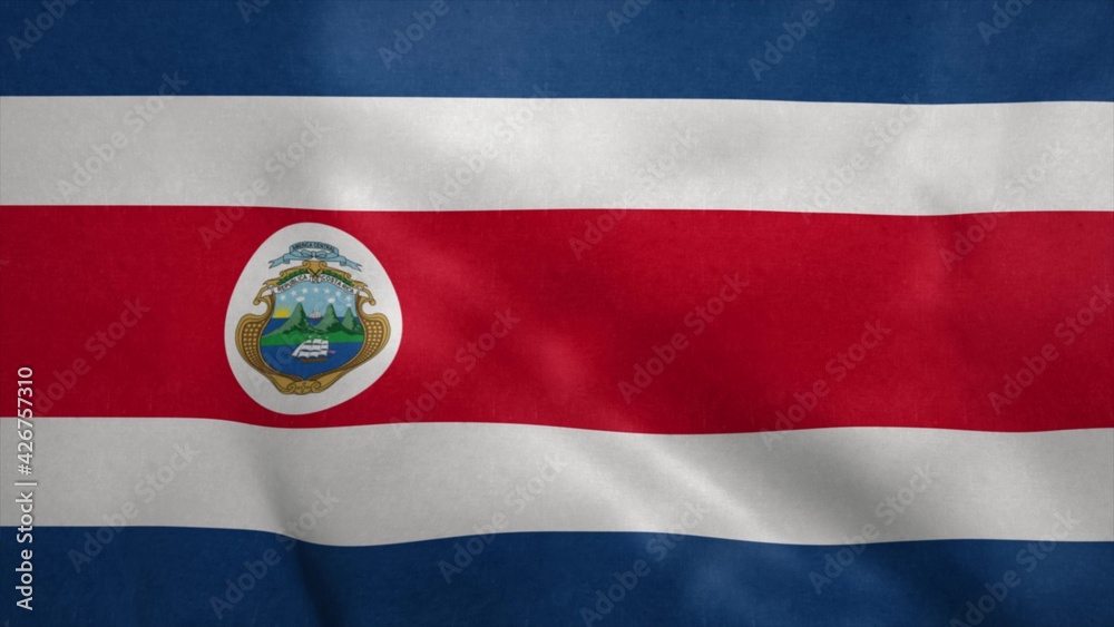Republic of Costa Rica flag blowing in the wind. 3d illustration Republic of Costa Rica flag blowing in the wind. 3d illustration