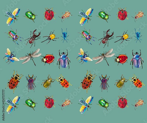  patrones de insectos y escarabajos para telas y tarjetas insect and beetle patterns for fabrics and cards