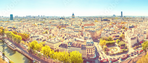 Panorama of city of Paris with cityscape and city view
