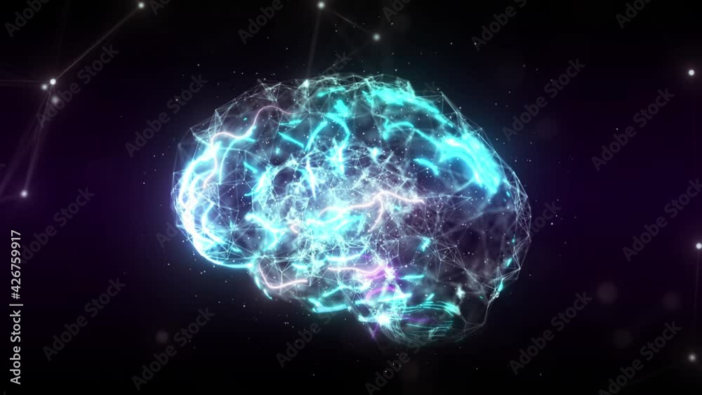 Close-up of Flying Inside Digital Brain. Electrical impulses inside Abstraction of Artificial Intelligence. Big Data. Thinking Process. Deep Learning. Computer Technologies. Digital Brain of Cyber Close-up of Flying Inside Digital Brain. Electrical impulses inside Abstraction of Artificial Intelligence. Big Data. Thinking Process. Deep Learning. Computer Technologies. Digital Brain of Cyber