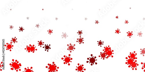 Light red vector backdrop with virus symbols.
