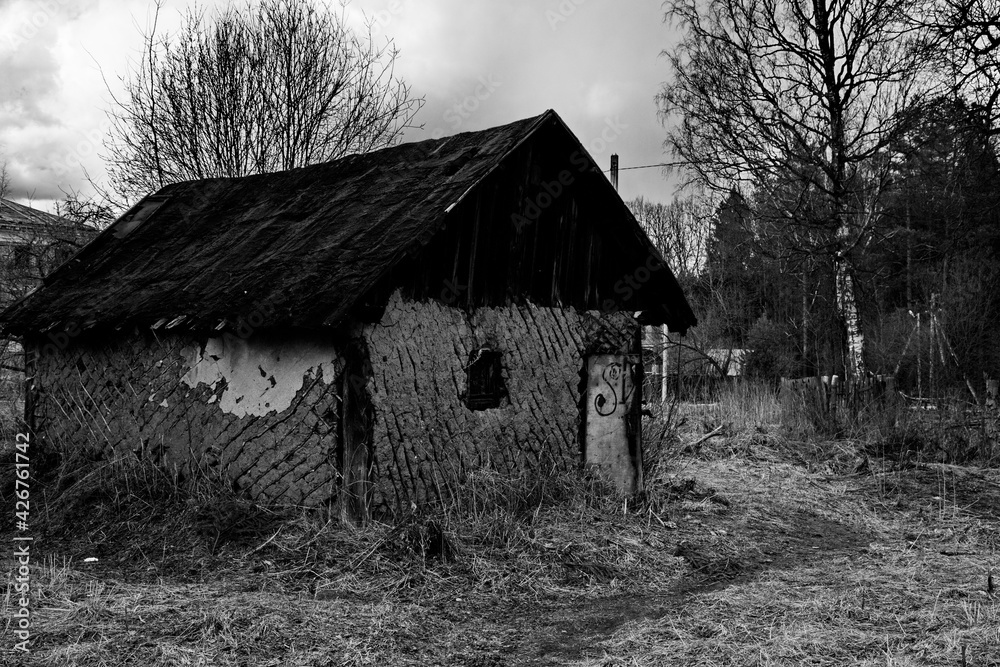 Rural barn in the village of Petrovskoe. Rural barn in the village of Petrovskoe.