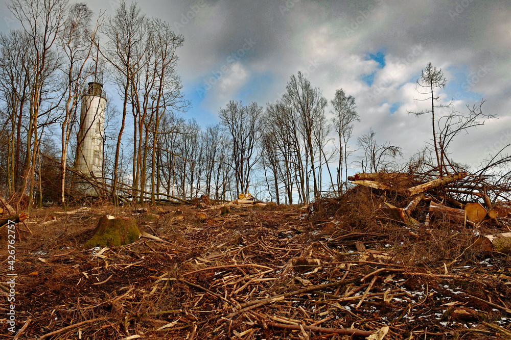 Fototapeta premium Lüdenscheid Homertturm mit bewölktem Himmel
