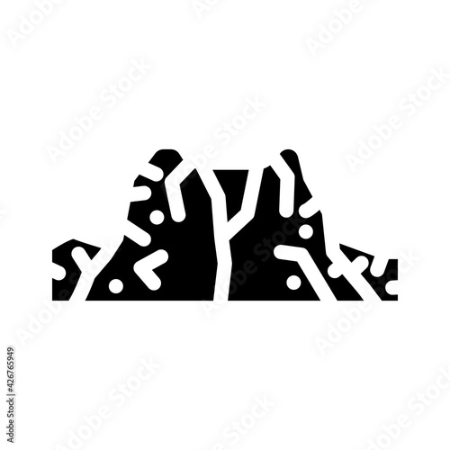 caldera volcano glyph icon vector. caldera volcano sign. isolated contour symbol black illustration