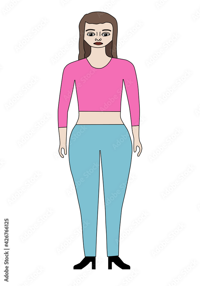Girl standing cartoon character isolated - vector Girl standing cartoon character isolated - vector