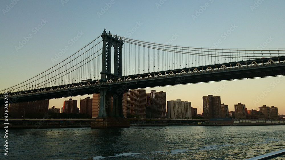 Beautiful view on one of bridges in Manhattan. New York.