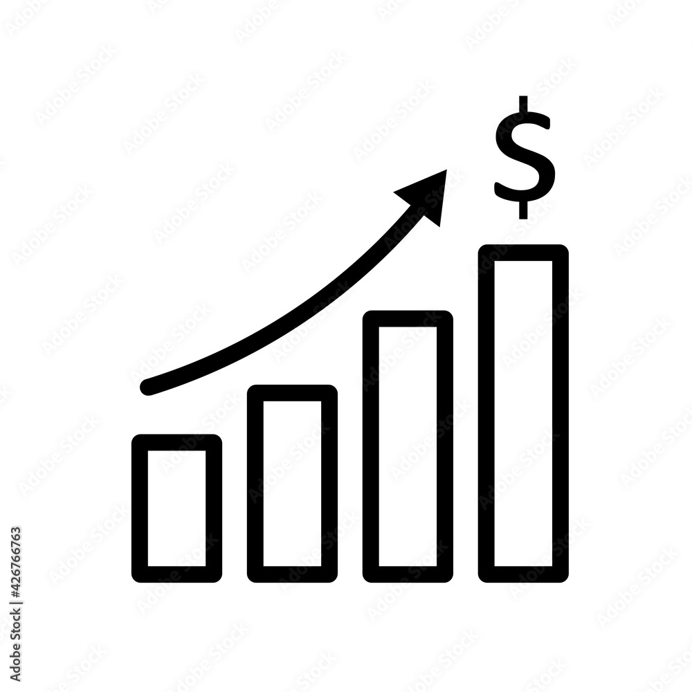vector symbol image growth graphic investment icon black on white vector symbol image growth graphic investment icon black on white