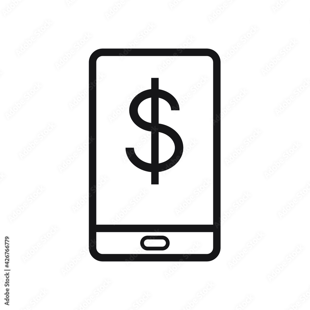 vector symbol image mobile banking phone icon black on white vector symbol image mobile banking phone icon black on white