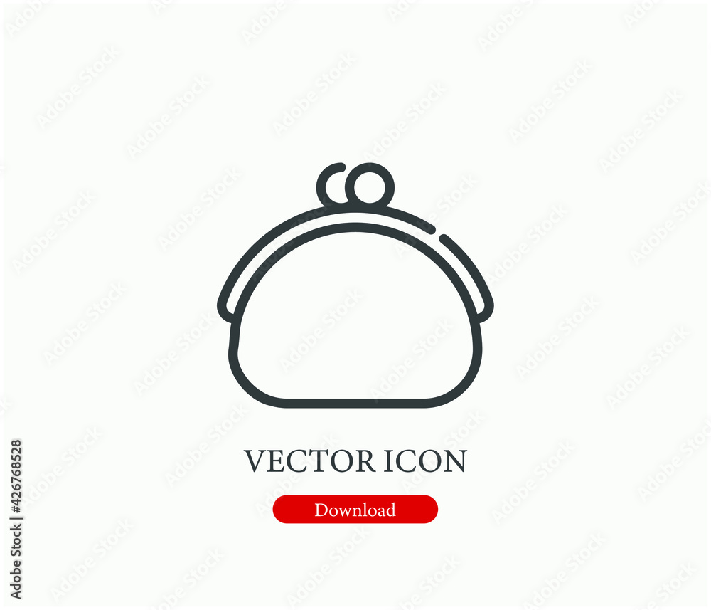 Purse vector icon. Editable stroke. Symbol in Line Art Style for Design, Presentation, Website or Apps Elements. Pixel vector graphics - Vector Purse vector icon. Editable stroke. Symbol in Line Art Style for Design, Presentation, Website or Apps Elements. Pixel vector graphics - Vector