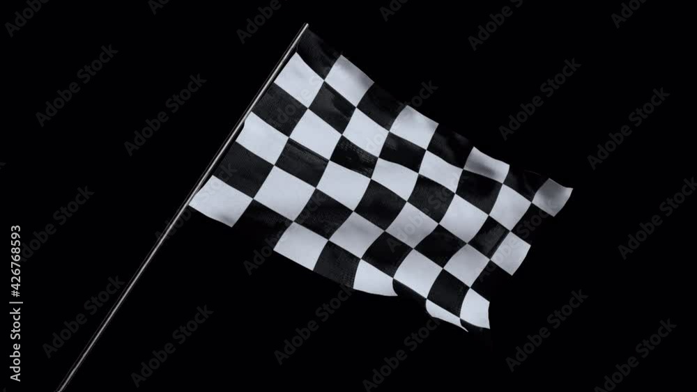 Racing Checkered Flag on Pole with Matte