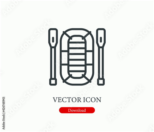 Kayak vector icon.  Editable stroke. Linear style sign for use on web design and mobile apps, logo. Symbol illustration. Pixel vector graphics - Vector
