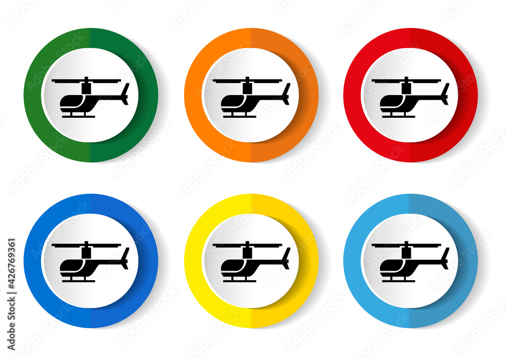 helicopter icon on round internet button. Vector helicopter icon on round internet button. Vector
