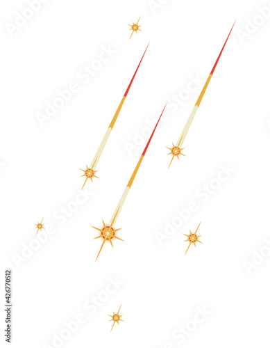 Falling stars in cartoon style. Beautiful cosmic phenomenon