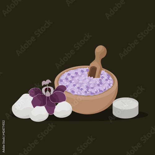Little stones spa articles spa in dark background relax icon- Vector