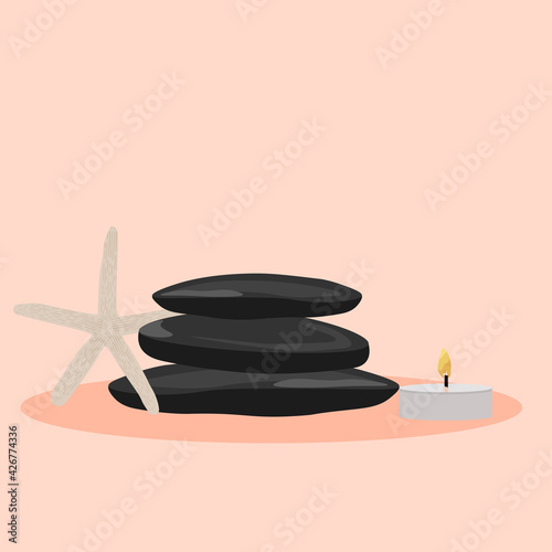 Stones articles spa in dark background relax icon- Vector