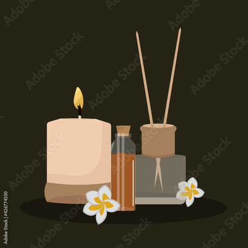 Flavoring of articles spa in dark background relax icon- Vector