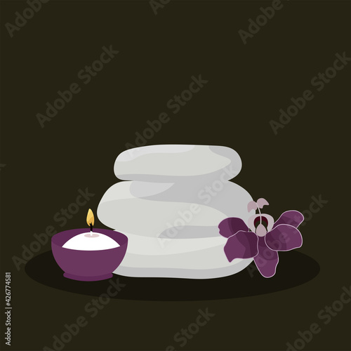 Soaps articles spa in dark background relax icon- Vector