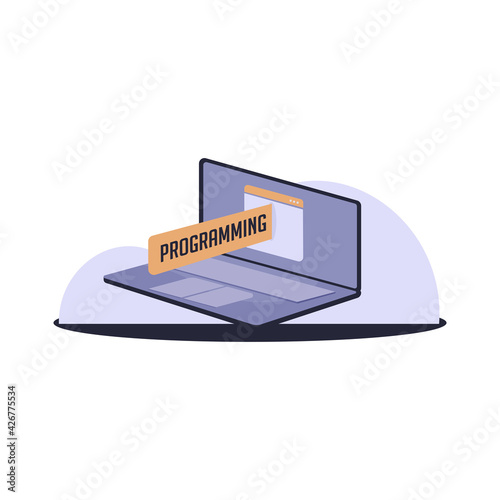 Isolated pc screen programming computer tecnology web icon- Vector