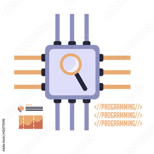 Isolated search code programming computer tecnology web icon- Vector