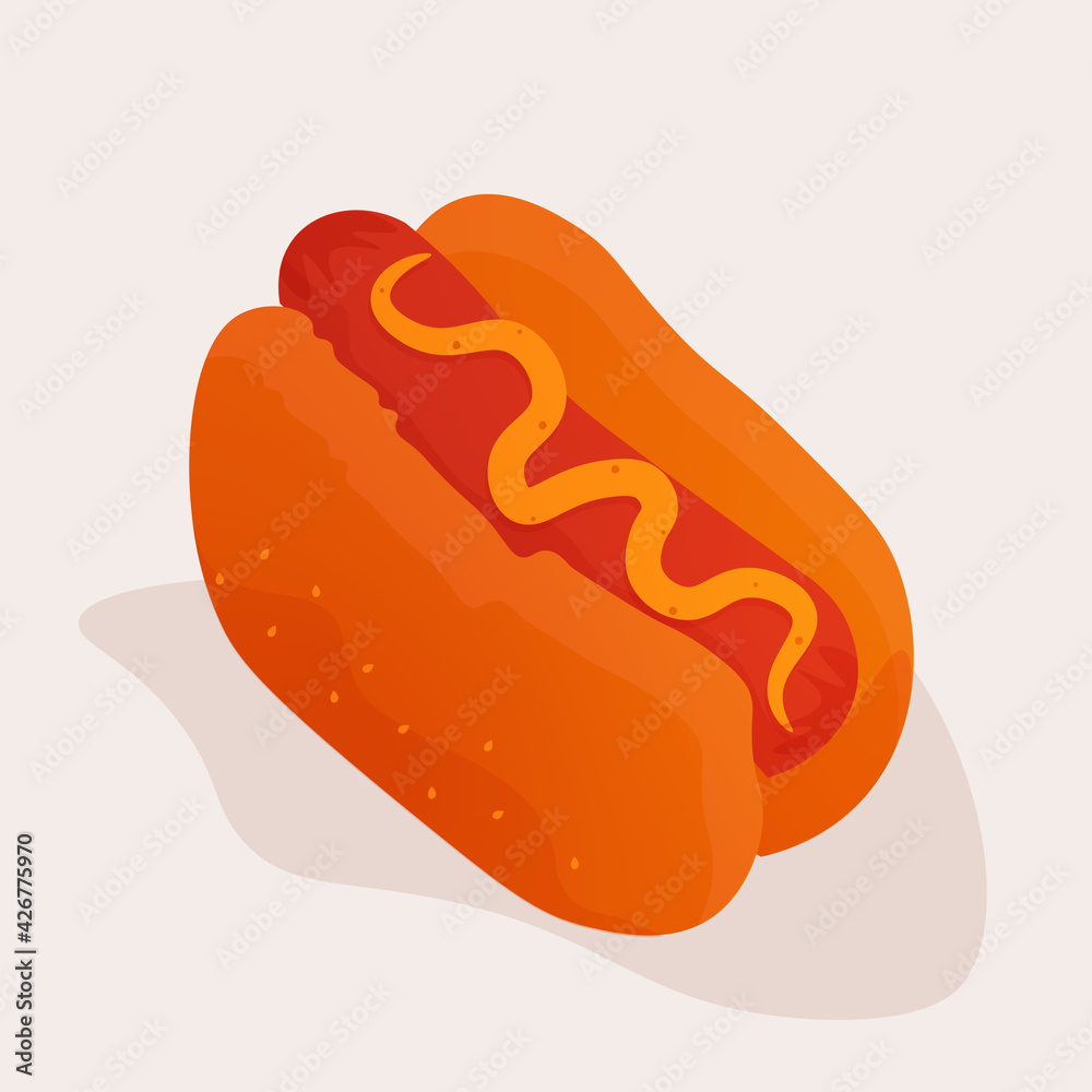 Isolated hot dog color fast food delivery white background icon- Vector Isolated hot dog color fast food delivery white background icon- Vector