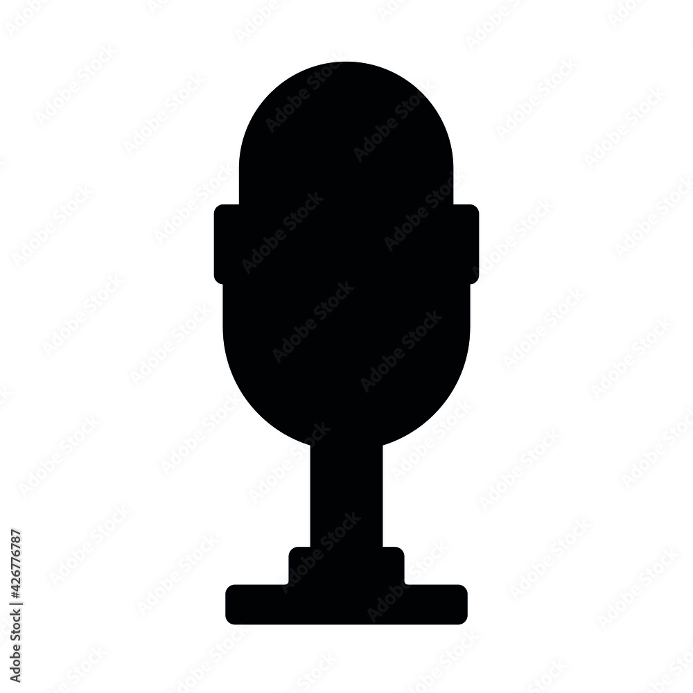 Vector flat microphone silhouette isolated on white background Vector flat microphone silhouette isolated on white background